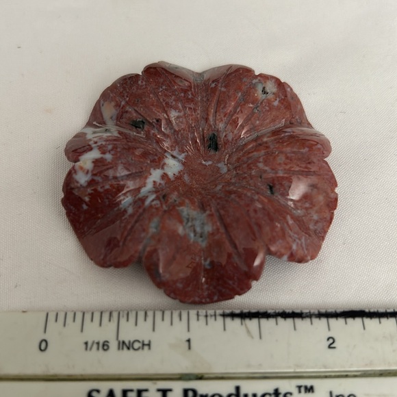Rhodochrosite flower pendant to make your own necklace approximately 2” glazed - Picture 5 of 6